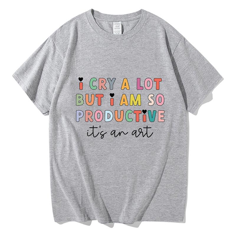TTPD T-shirt Manga Graphic I Cry A Lot But I Am So Productive Tee Women Cute Top Men Short Sleeve Kawaii Couple Clothes