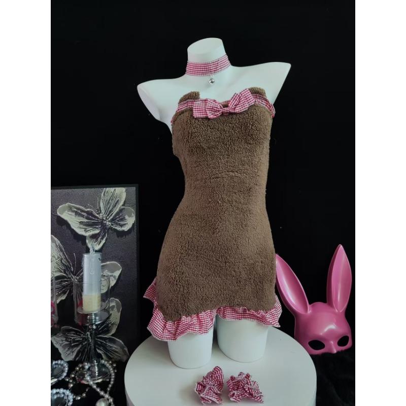 Sexy underwear plush backless maid bear sexy lace bow hip skirt batch