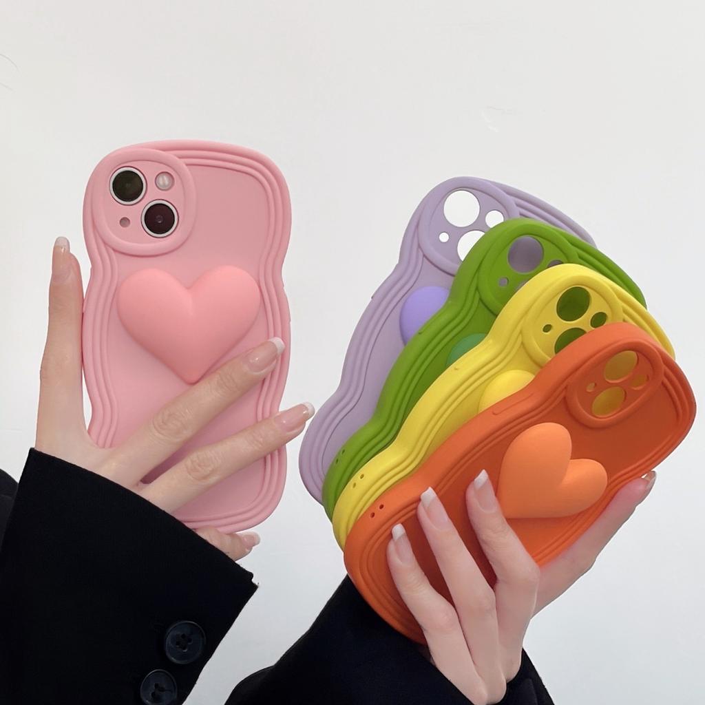 Wind Ins Three-dimensional Big Love Applies To iPhone17/16 Apple 15 Mobile Phone Case 14/13Pro Max Female 12PM