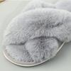 Fashion Litfun Plush Lining Women's Slippers New Fur Cross-strap Ladies Home Slides Platform Fuzzy Warm Indoor Women's Cotton Slippers