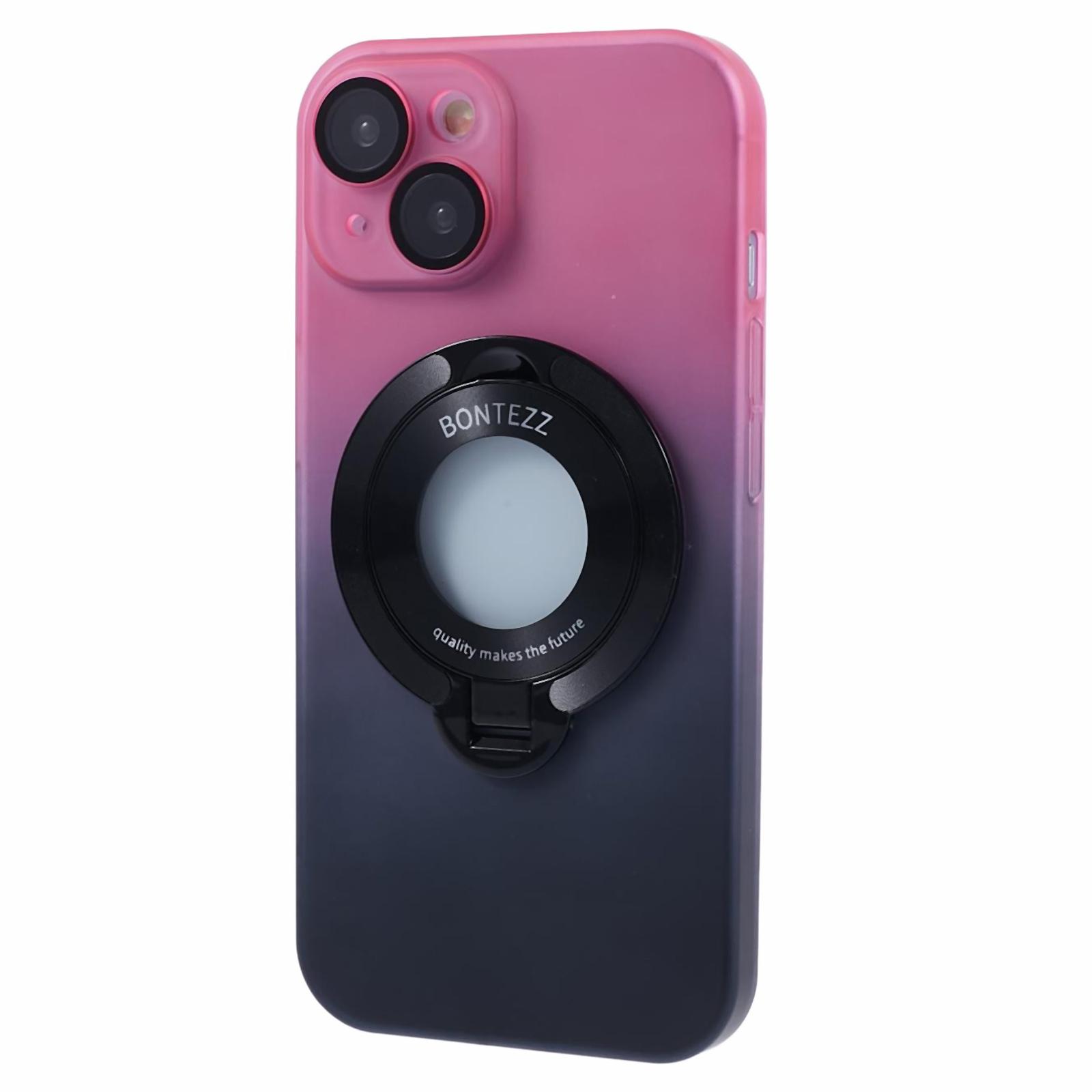 

VOERO Hard PC Kickstand Case for iPhone 15 Anti-Drop Phone Cover Compatible with MagSafe Pink/Black