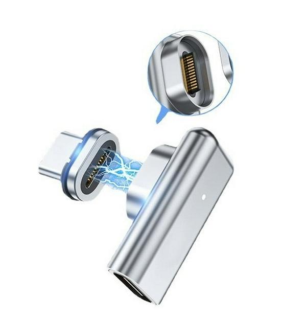 Zinc Alloy Elbow Type-C Magnetic Adapter PD100W Fast Charger & 4K Video Connector for MAC