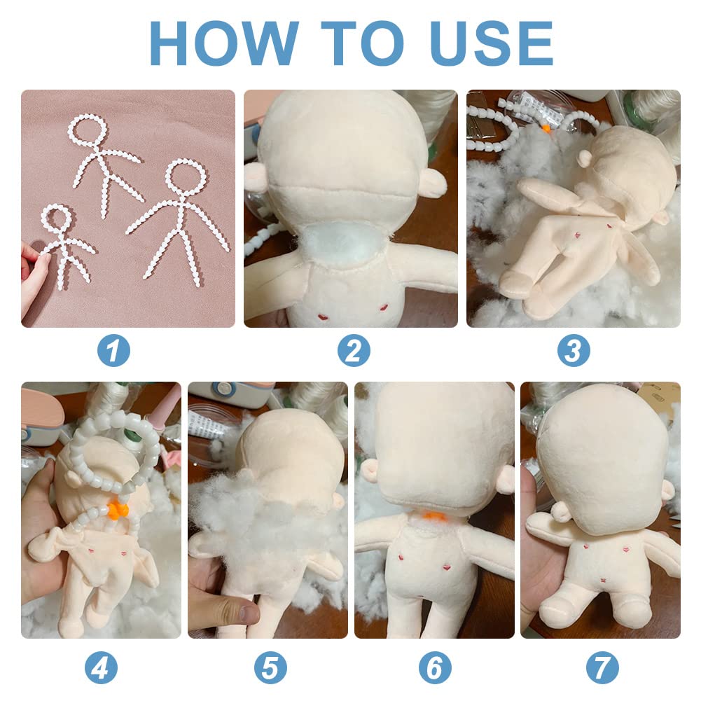 PH PandaHall 6 Pieces Stuffed Toy Skeleton for Dolls Skeleton Mascot Round Head Skeleton Movable Skeleton Limb Connector Doll Making Accessories Doll