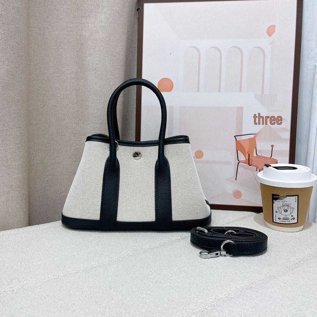 2024 Large Capacity Canvas and Cowhide Tote Bag for Women