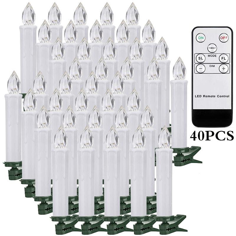 LED Flickering Flames Candles with Timer Remote, Christmas Tree Candle, Battery Operated, New Year Decoration, Home decor Candle