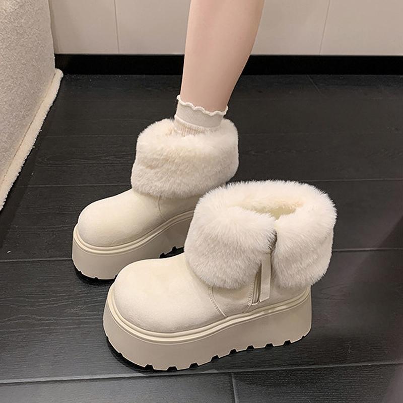 Winter Platform Thick Women Fur Snow Boots Outdoor Shoes Warm Short Botas