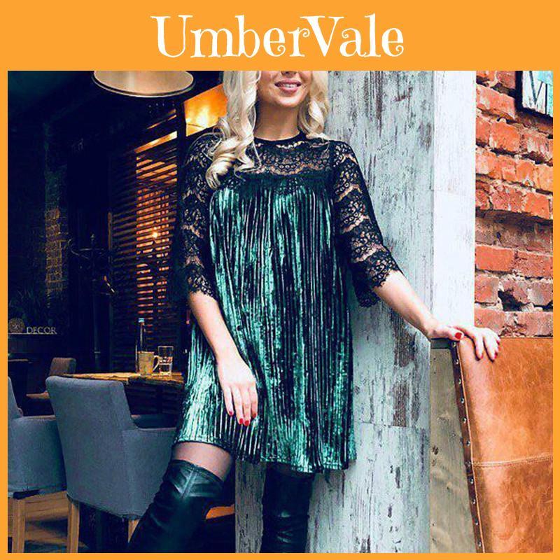 Elegant Women's Fashion Sexy Bodycon Lace Stitching Pleated Solid Color Midi Dress For Any Occasion