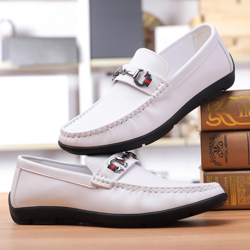 Spring Soft Leather Men's Business Casual Slip-On Shoes with British Fashion Summer Style