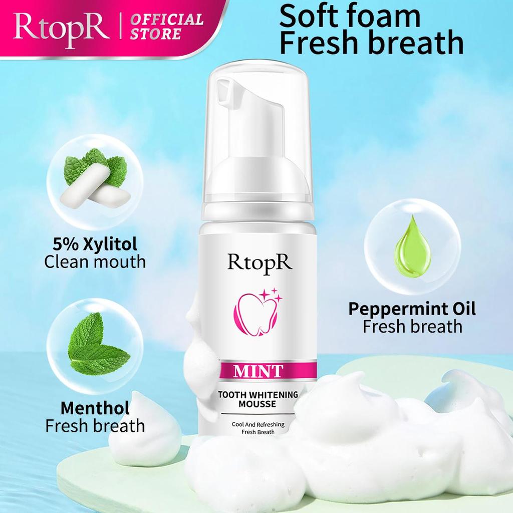 RtopR Mousse de blanchiment des dents, nettoyage des dents, taches, haleine fraîche, santé bucco-dentaire