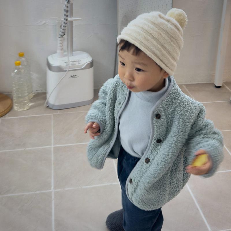 Korean Children's Clothing Winter Boys Girls Color Coat Plus Velvet Padded Jackets