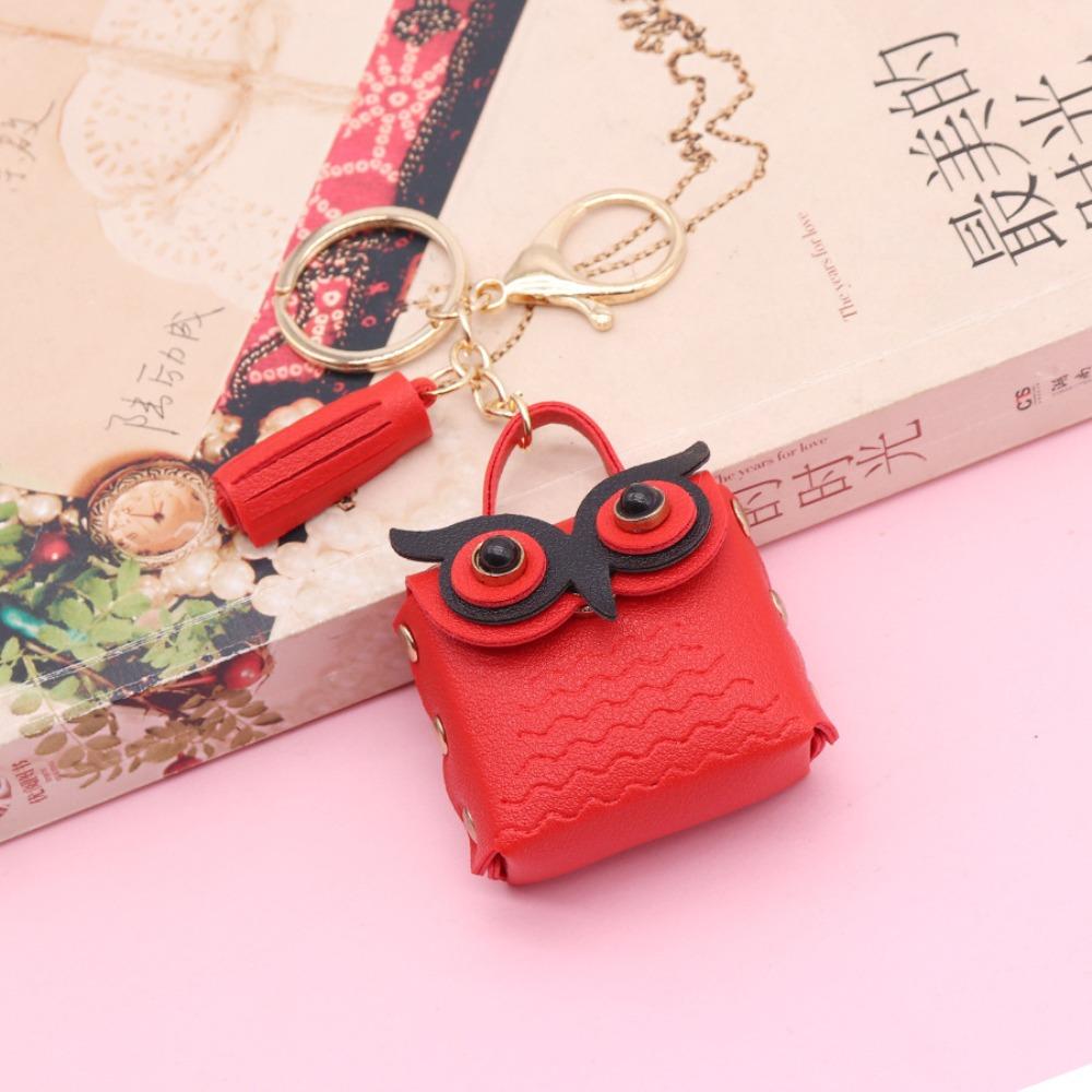 

Мультяшная сумка-подвеска из искусственной кожи, наушники-подвески, модный кошелек для монет в виде совы, брелок для сумки, аксессуары красный