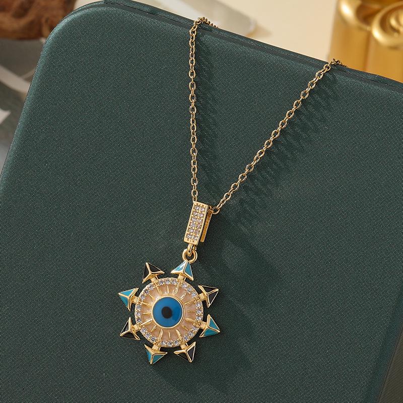 Beliebte Halskette mit blauem bösen Blick aus Titanstahl für Damen – Vielseitiger und personalisierter Schlüsselbeinkettenschmuck