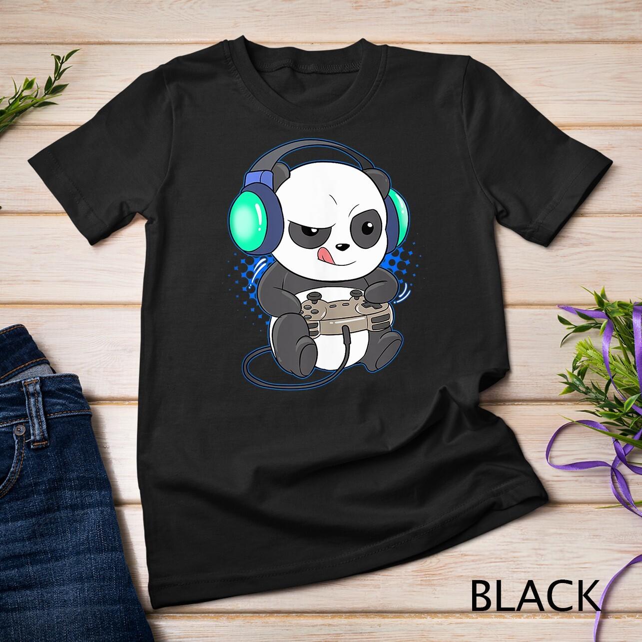 Mens Cute Gaming Panda Video Game Computer Player Videogame PC Unisex T-Shirt Mens Womens Tees Top 4XL