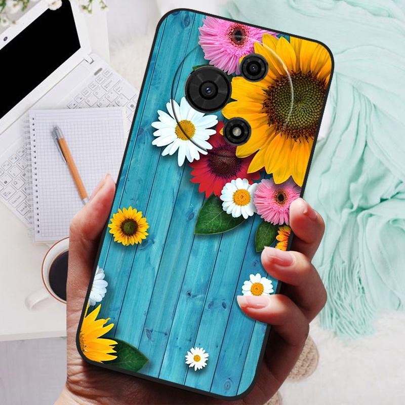 For TCL 605 Case Flower Geometric Painted Bumper Coque Soft Silicone Cover Fundas For TCL 60 SE 4G Cases 60SE TCL605 Shells