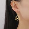 Dawapara Lotus Flower Earrings Zircon Spiritual Lotus Healing Charms Buddhist Yoga Jewelry Stainless Steel Dangle Earrings
