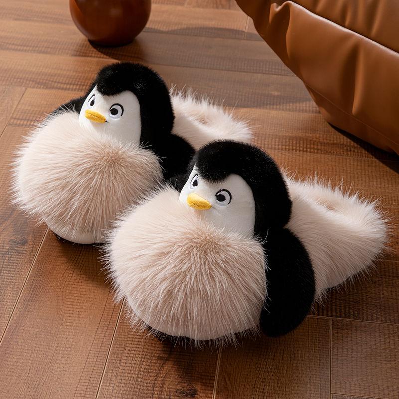 

Новые пушистые хлопковые тапочки-пингвины для балета, женские, очаровательный дизайн с обнимающимся животным, меховые шлепанцы, зимние теплые домашние туфли для спальни 36-37 хаки