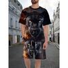 Summer Men's Two-Piece Set Animal 3D Printed Sports Wear Fashionable Soft Comfortable Breathable Large Loose Casual Style Sports Wear