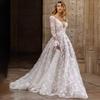 Spring and Summer New Europe and America, Wedding Dress Sexy Lace Long Sleeve Dress Evening Dress