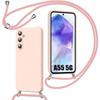 Protective Case - Samsung - Galaxy A55 5G - Soft Silicone - Adjustable Cord - Pink
