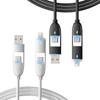Four-in-One Super Fast Charging Cable 240W Flash Charging, Suitable for iPhone15 Android Phone Universal Silicone Charging Cable