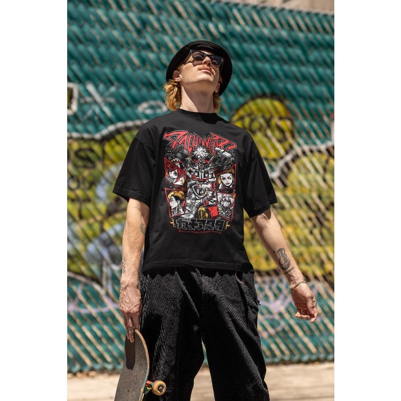 Summer Hot Selling Anime and Manga Tshirts Japanese Street Wear Cotton Mens Round Neck Short Sleeved Tshirt
