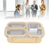 Divided Lunch Box 304 Stainless Steel Leakproof Heatable 3 Compartments Rectangular Food Container 1.2L Capacity