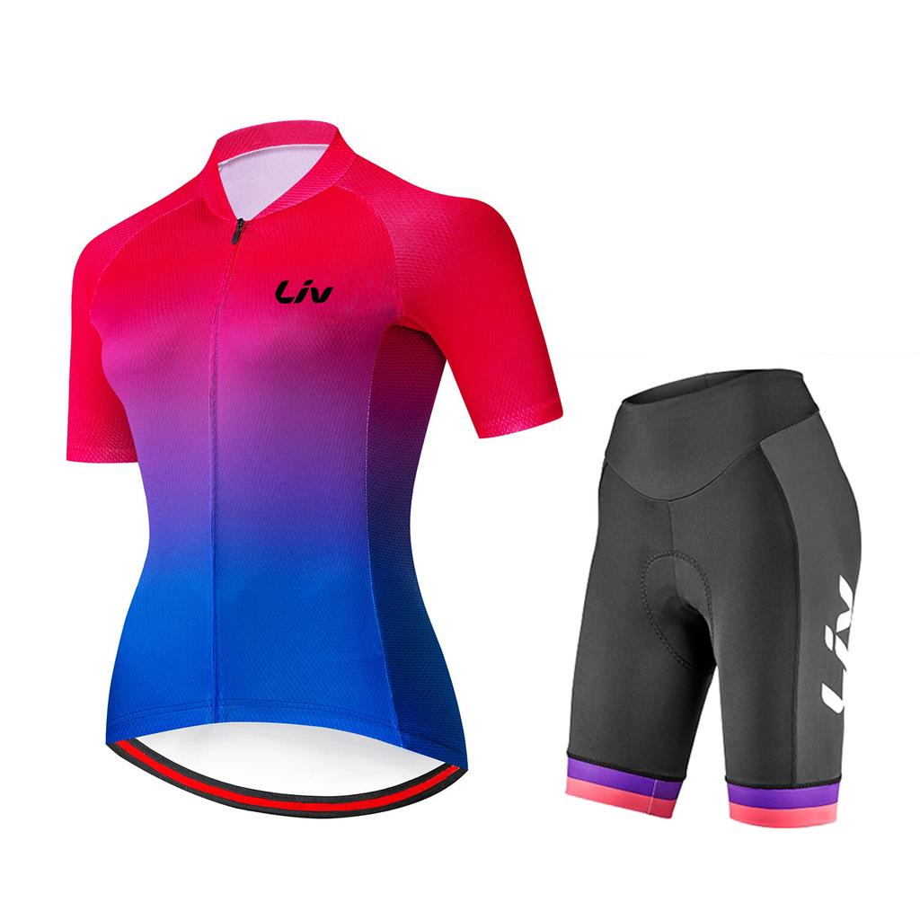 Clothing Women's Summer Cycling Clothing Short Sleeved Quick Drying Sportswear Outdoor Cycling Bib Cycling Set 2026 Summer Breathable Cycling Suit