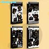 Caderno de Vocabulário Gato Preto Portátil Tamanho de Bolso Mini Caderno Espiral com Argolas Livro de Palavras para Estudantes