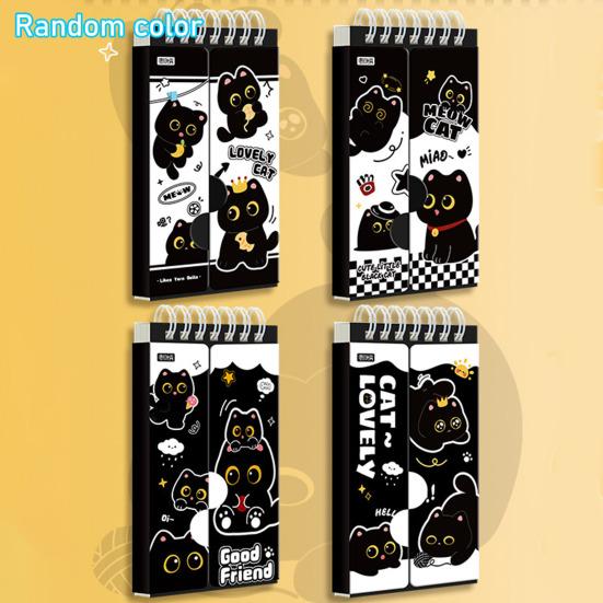 Caderno de Vocabulário Gato Preto Portátil Tamanho de Bolso Mini Caderno Espiral com Argolas Livro de Palavras para Estudantes