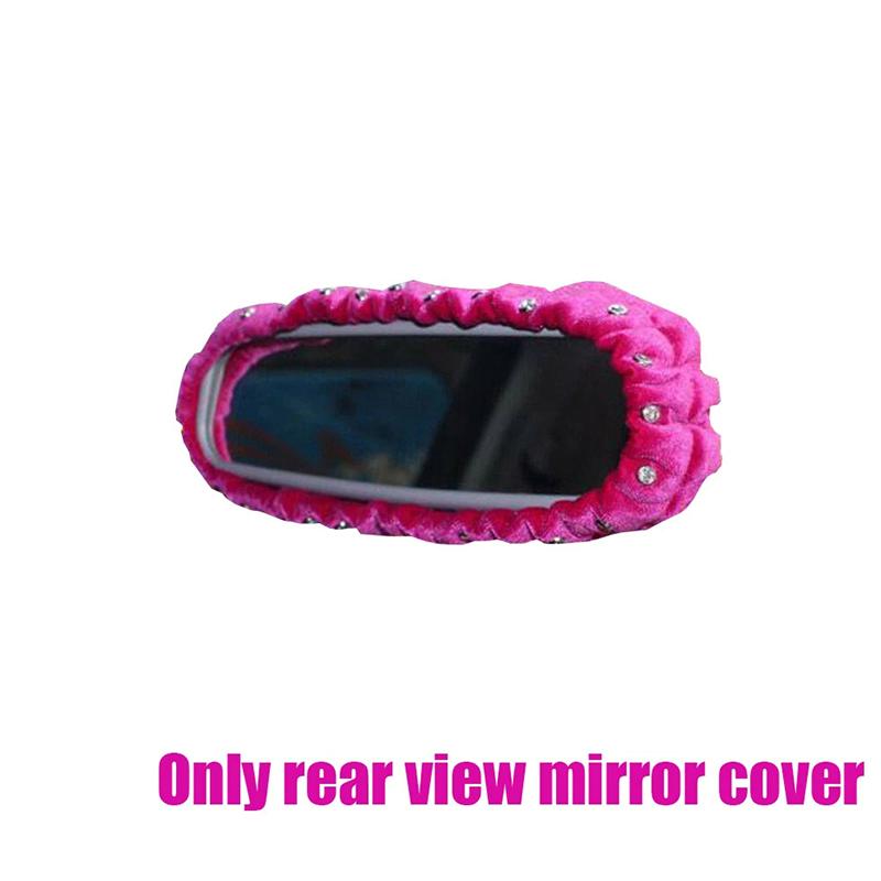 

1Pc Solid Color Lengthen Woman DIY Interior Rearview Mirror Cover Decor Thickening Rhinestones Plush Car Accessories розы красного