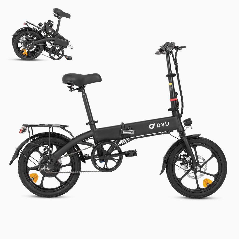 Electric Bike DYU A1F Pro 16" 250W Motor 7.5AH Max Range 60Km Load 120Kg Black