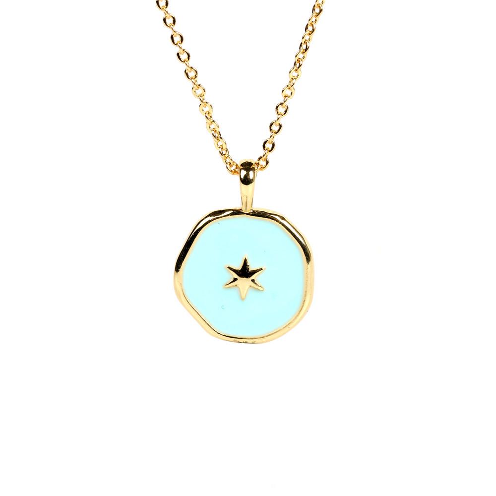 European & American Style Gold-Plated Star, Moon & Heart Pendant Necklace for Women