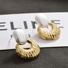 Vintage Fashion Round Stud Earrings, Sparkling Two-tone Metal Drop Earrings