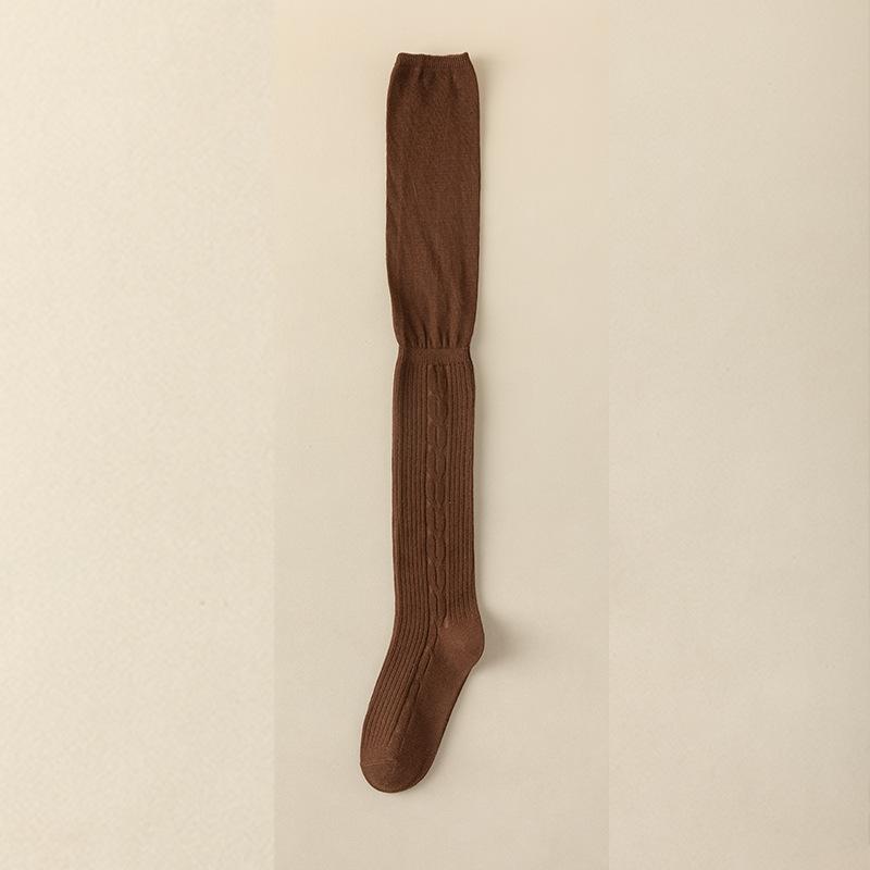 Wear Boots Piled Over Knee Socks Women'S Stockings Women'S Autumn And Winter Japanese Twist Pattern High Tube Knee Pads Thigh Socks