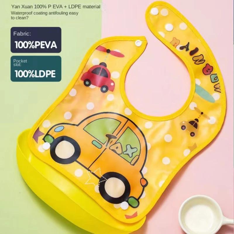 1pcs Orange Bibs Baby Boy Bibs Waterproof Long Sleeve Girl Bibs Kids Burp Cloth Feeding Bib with Pocket Child Apron Smock