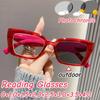 New Elegant Pochromic Reading Glasses Women's Fashion and Versatile Anti Blue Light Presbyopia Sun Glasses Diopter To +4.0