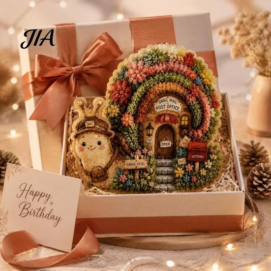 Stress Relief Creative Leisure 3D House Theme Fabric Punch Needle Kit for Beginners & Adults, Complete DIY Retro Aesthetic Room Decor Embroidery Kit,