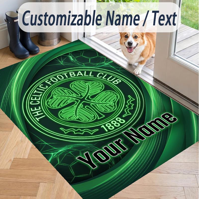 Custom Text Printed Rug Celtic FC Non Slip Floor Carpet For Home Room Decor