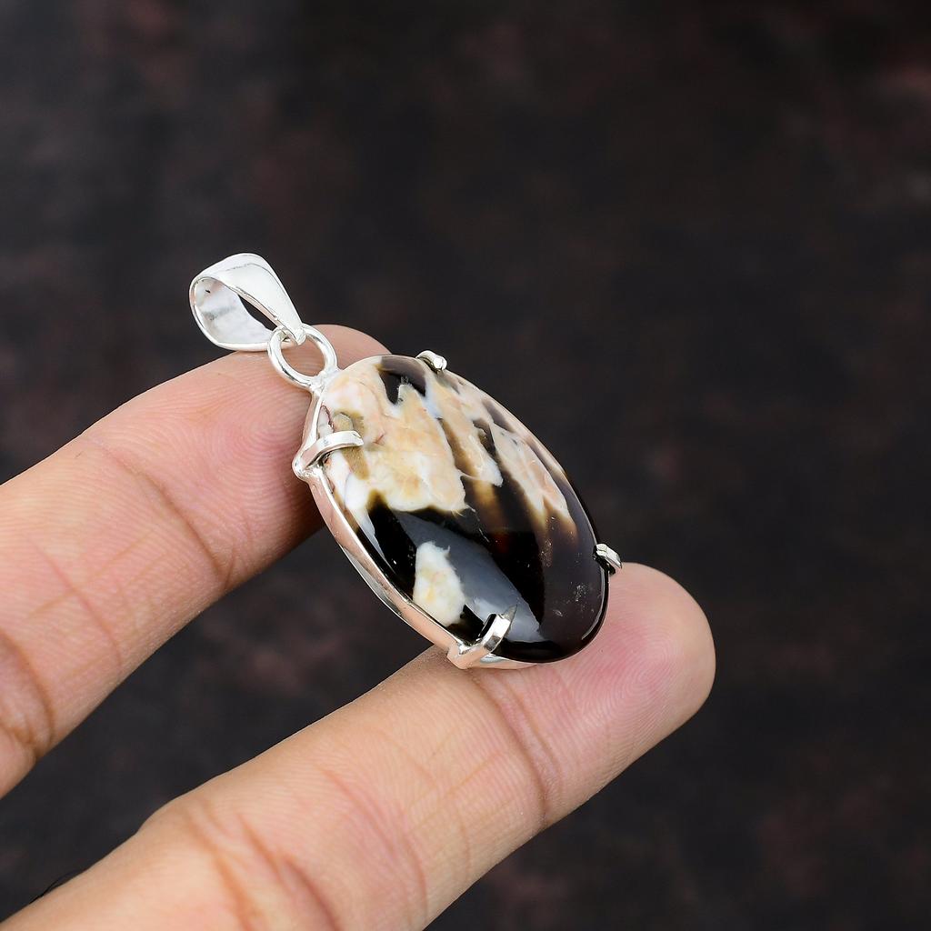 Erdnussholz-Jaspis-Anhänger, handgefertigt, stilvoller Anhänger, 925er Sterlingsilber-Anhänger, echter Edelstein-Schmuck, Geschenk für Mädchen, neuester Design-Schmuck