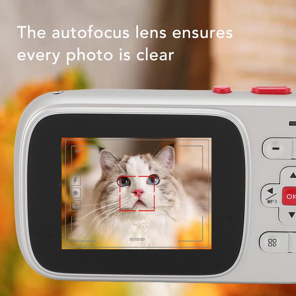 Compact Digital Camera with 2.5K 72MP Photos, 1520P Video Recording, Autofocus Lens, 16X Digital Zoom, MP3 Function, 750mAh Rechargeable Battery,