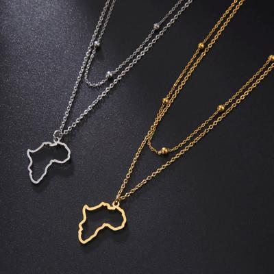 LIKGREAT Collar con Mapa de África Para Mujeres Hombres Encanto de País Cadena de Acero Inoxidable Joyería Cultural Étnica Regalos Al Por Mayor
