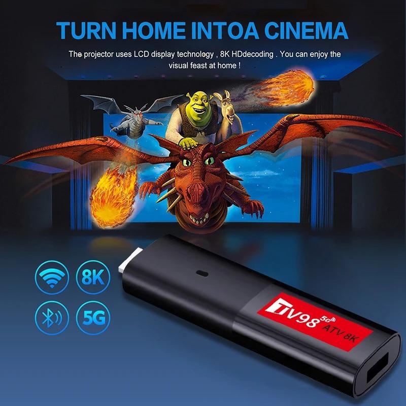 8K ATV Smart TV Stick Android 14.0 Bluetooth 5.0 WiFi 6 Allwinner H618 Quad Core Cortex A53 Network Media Player Balso nuotolinio valdymo išmaniojo TV dėžutė