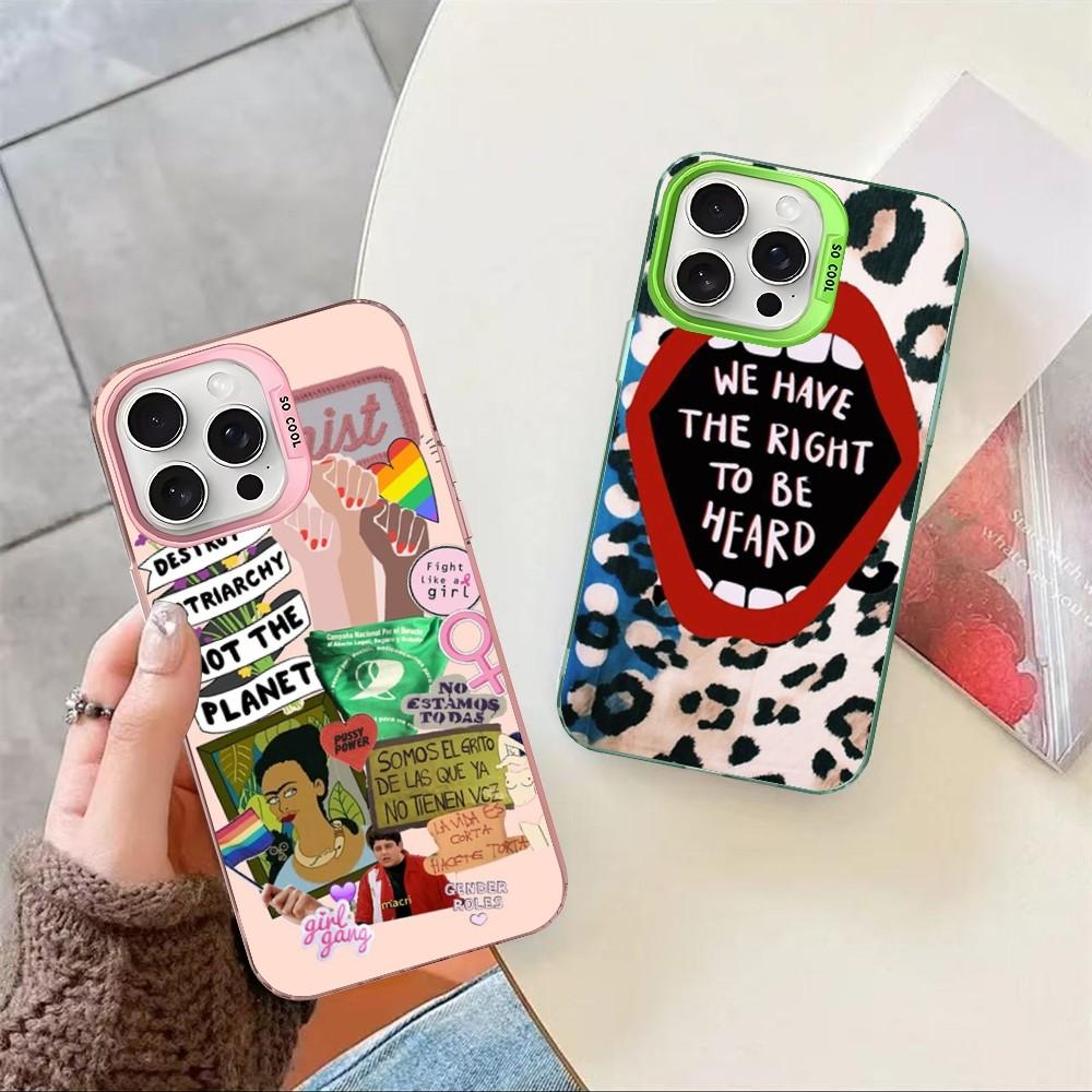 Feminist Feminism Power Girls Phone Case For iPhone 16 15 14 13 12 11 Pro Max X XR XSMAX 8 7 Plus Matte Shockproof Back Cover