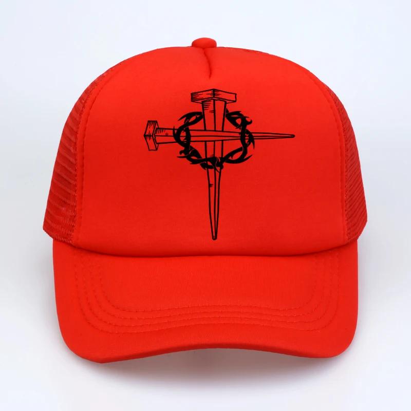 

New Brand fashion Unisex Jesus Christ cross Print Baseball caps Summer outdoor moveUnisext Unisex Women mesh Trucker Cap Ha
