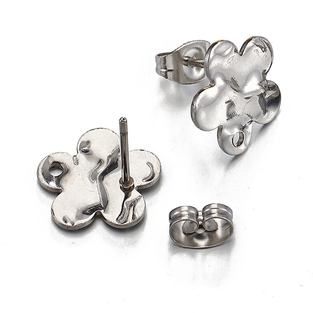 10pcs Stainless Steel Earrings Posts Ear Studs Star Flower Dangle Earrings Base for Earring Jewelry Making DIY Accessories