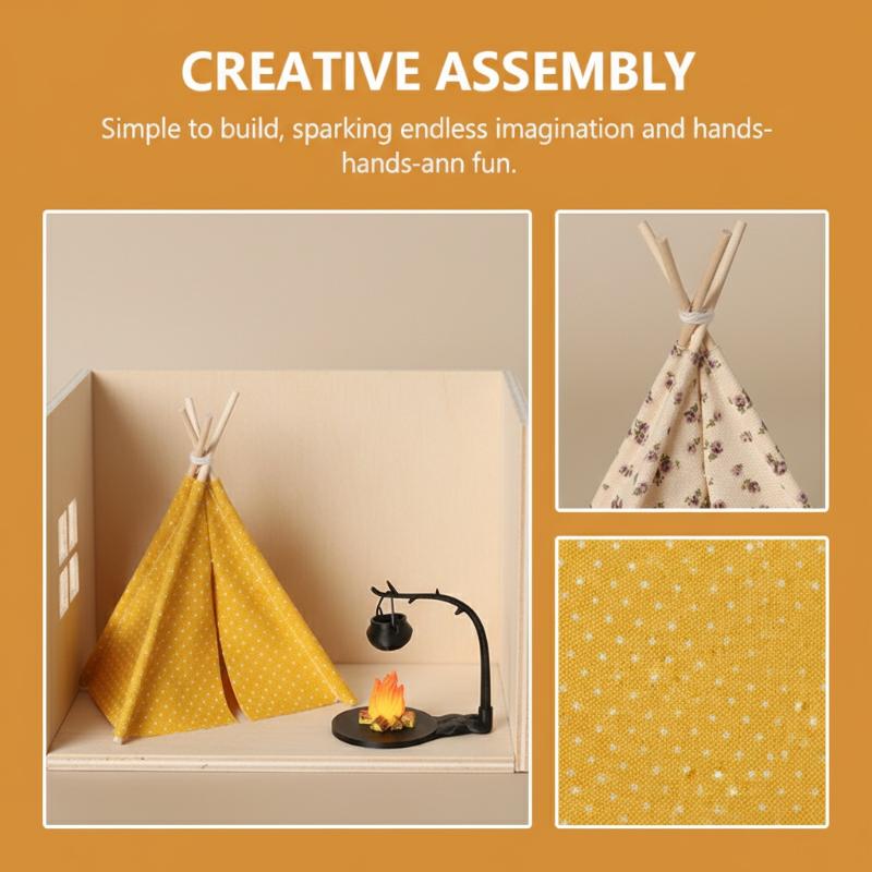 [JN] 1:12 Scale Camping Tent Model Decoration Simulated Outdoor Tent Ornament Miniature Scene Accessories Doll Small Tent Toy