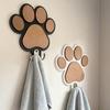 Wooden Dog Paw Wall Mounted Hook Rustic Pet Leash Holder Hook Multifunctional Key Organizer
