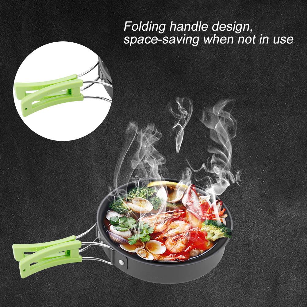 8PcsCelsiusset Portable Outdoor Travel Camping Picnic Cookware Cooking Pot Pan Bowel Set(Black)