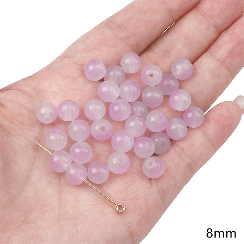 Handgefertigt Bambusgelenk Glas Lila Runde Perlen DIY Armband Halskette Schmuck