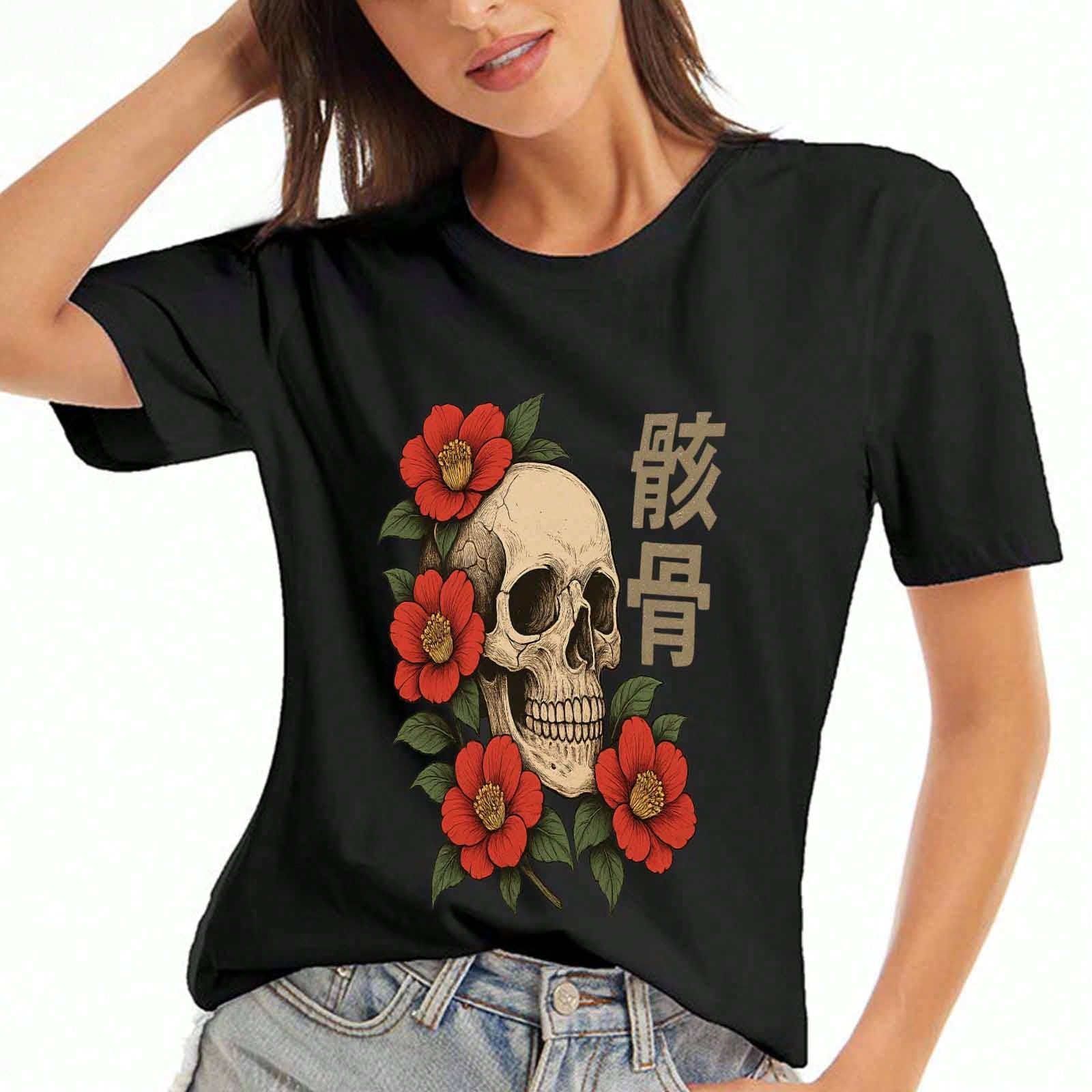 Skull Revolt  Cotton T Shirt,Pure Cotton Premium Print,Durable,Casual Fashion,Skull With Revolt Word Graphic Tee, Perfect For Daily Wear, Cool Skull G S разноцветный